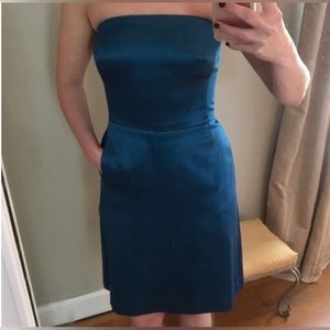 Vintage Sz 2 Strapless A-Line Teal Banana Republic Sheath Knee Length Dress